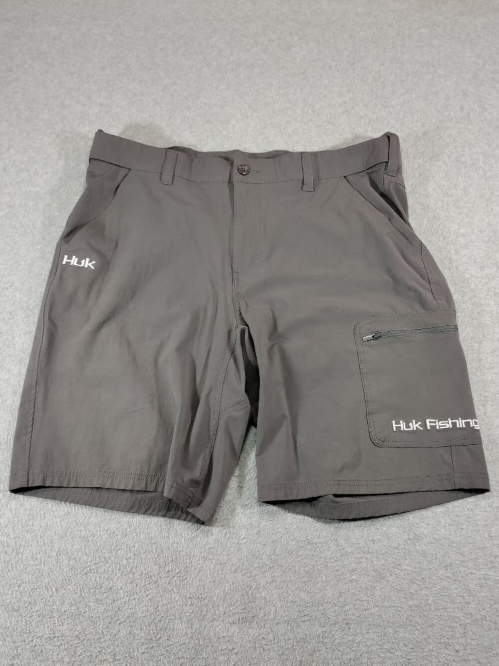 Huk Performance Next Level 10.5 Fishing Shorts XXL Quick Dry Zip Pockets Gray